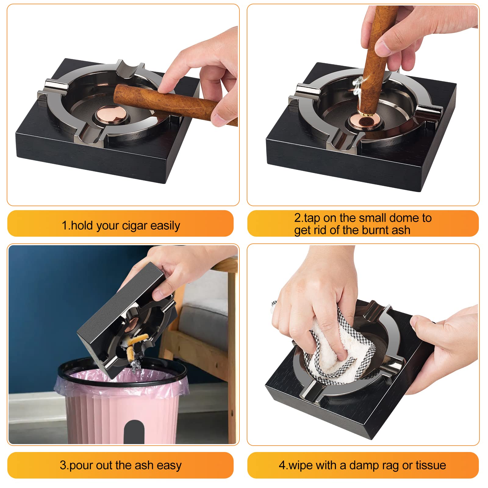OILP compact cigar ashtray fits bar or patio