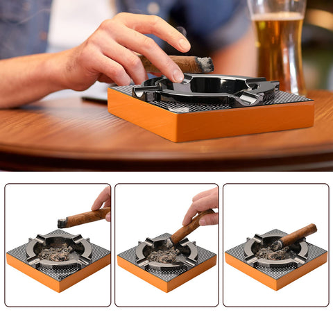 OILP Cigar Ashtray dimensions 5.91 by 5.91 inches, 1.58 inches tall