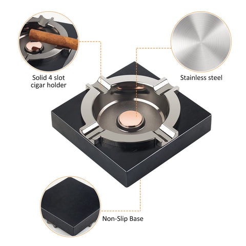 OILP ashtray features four rests to hold cigars steadily