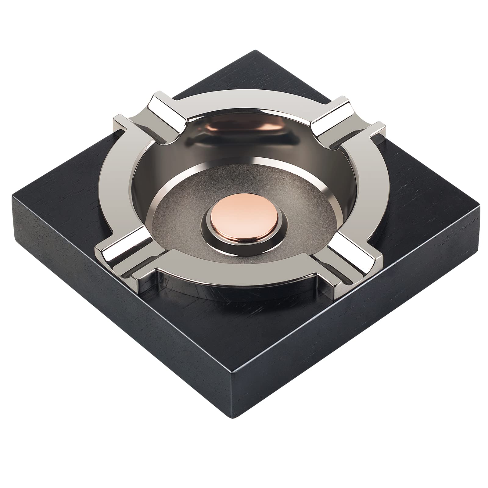 OILP cigar ashtray with solid wood base for durable use