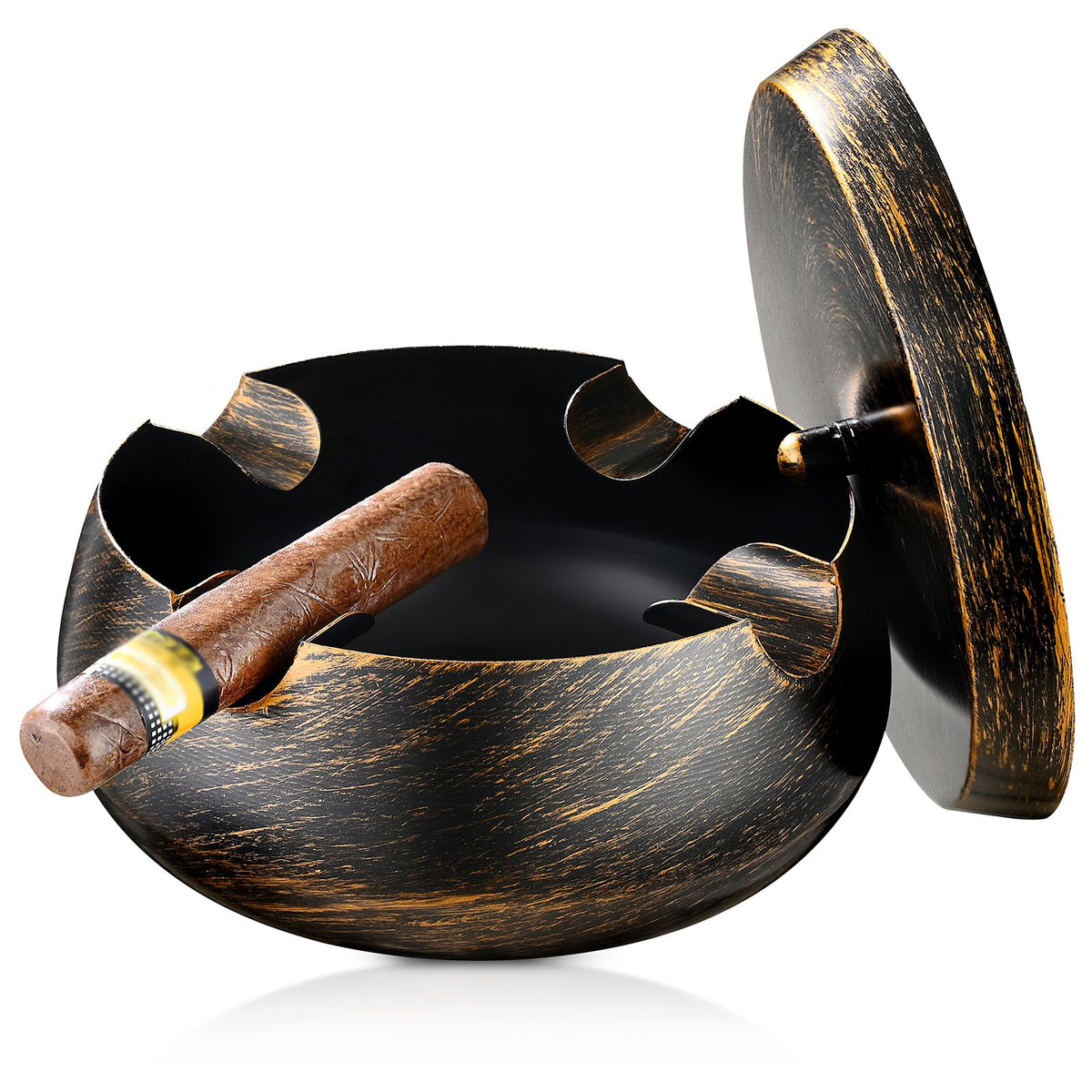 OILP extra-large cigar ashtray with lid windproof keeps rain out and mess contained.