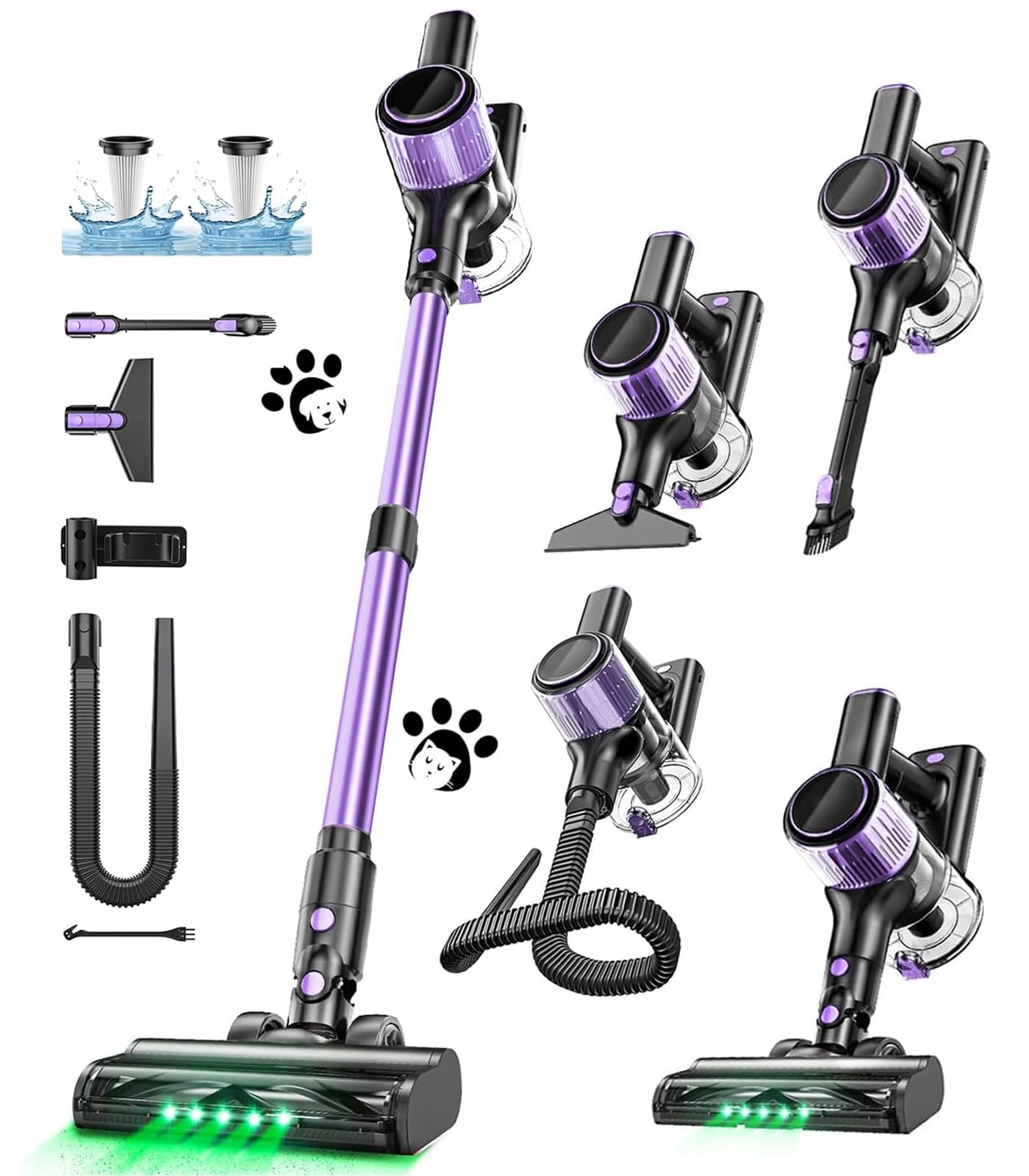 OIRFND cordless vacuum 10-in-1 purple for versatile cleaning on floors and upholstery