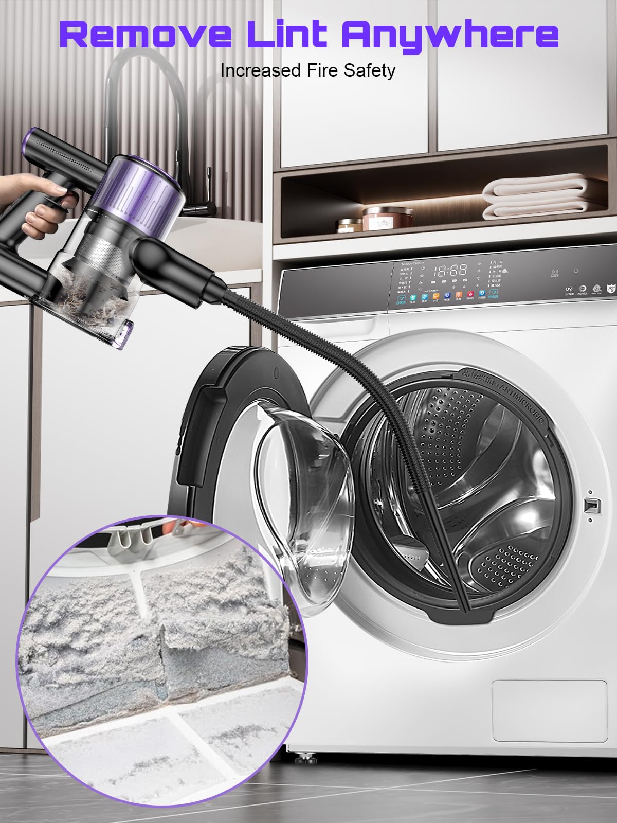 OIRFND 29-inch extended hose reaches into vents and corners