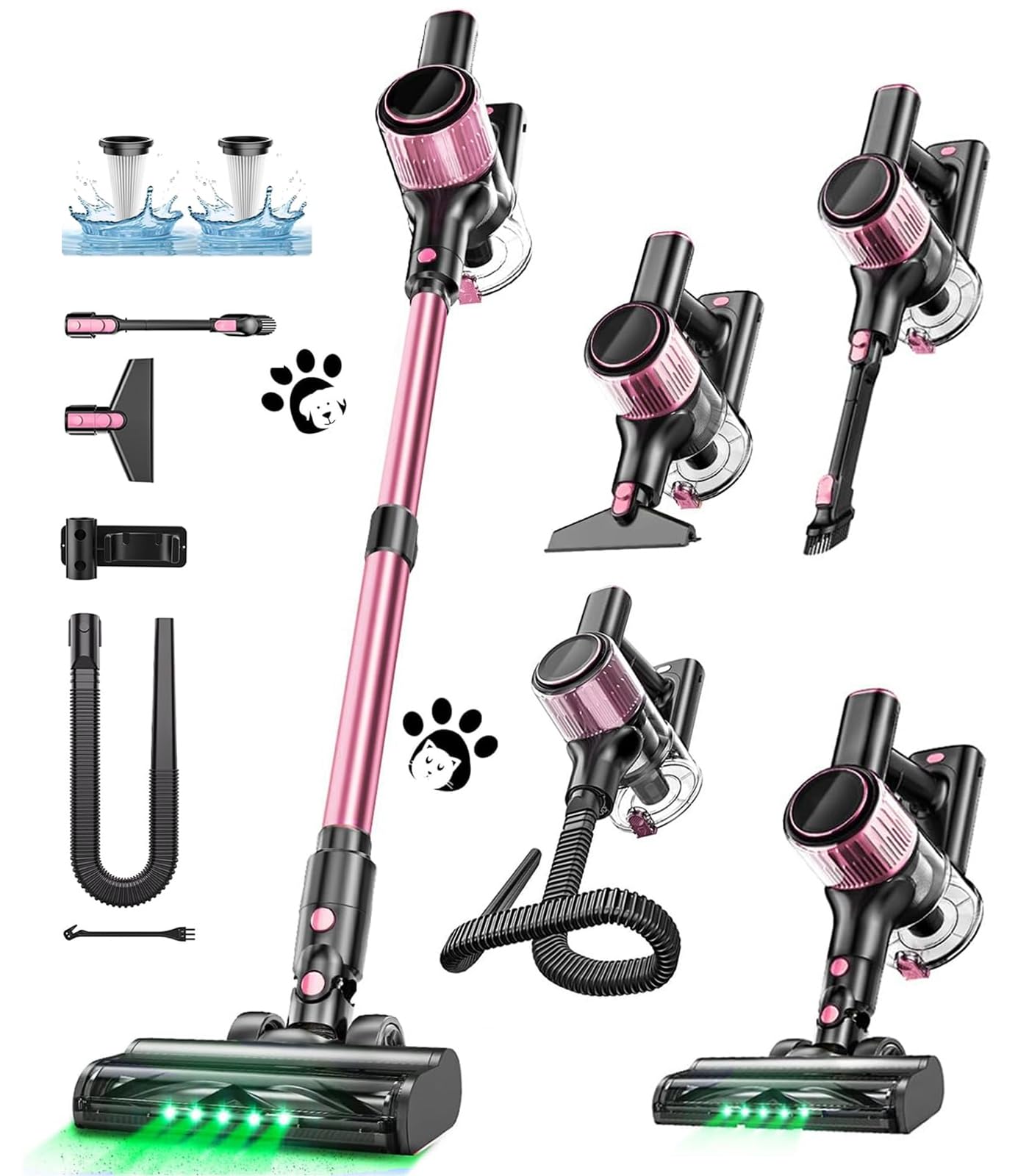 OIRFND cordless vacuum demonstrates powerful suction on hardwood floors.