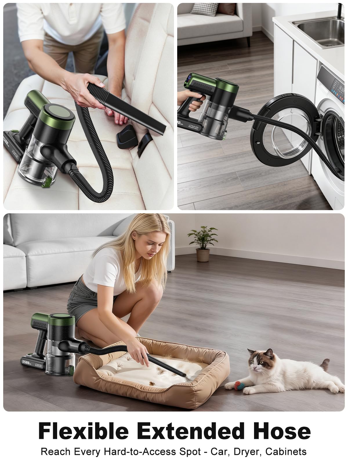 OIRFND cordless vacuum tangle-free brush tackles pet hair on furniture