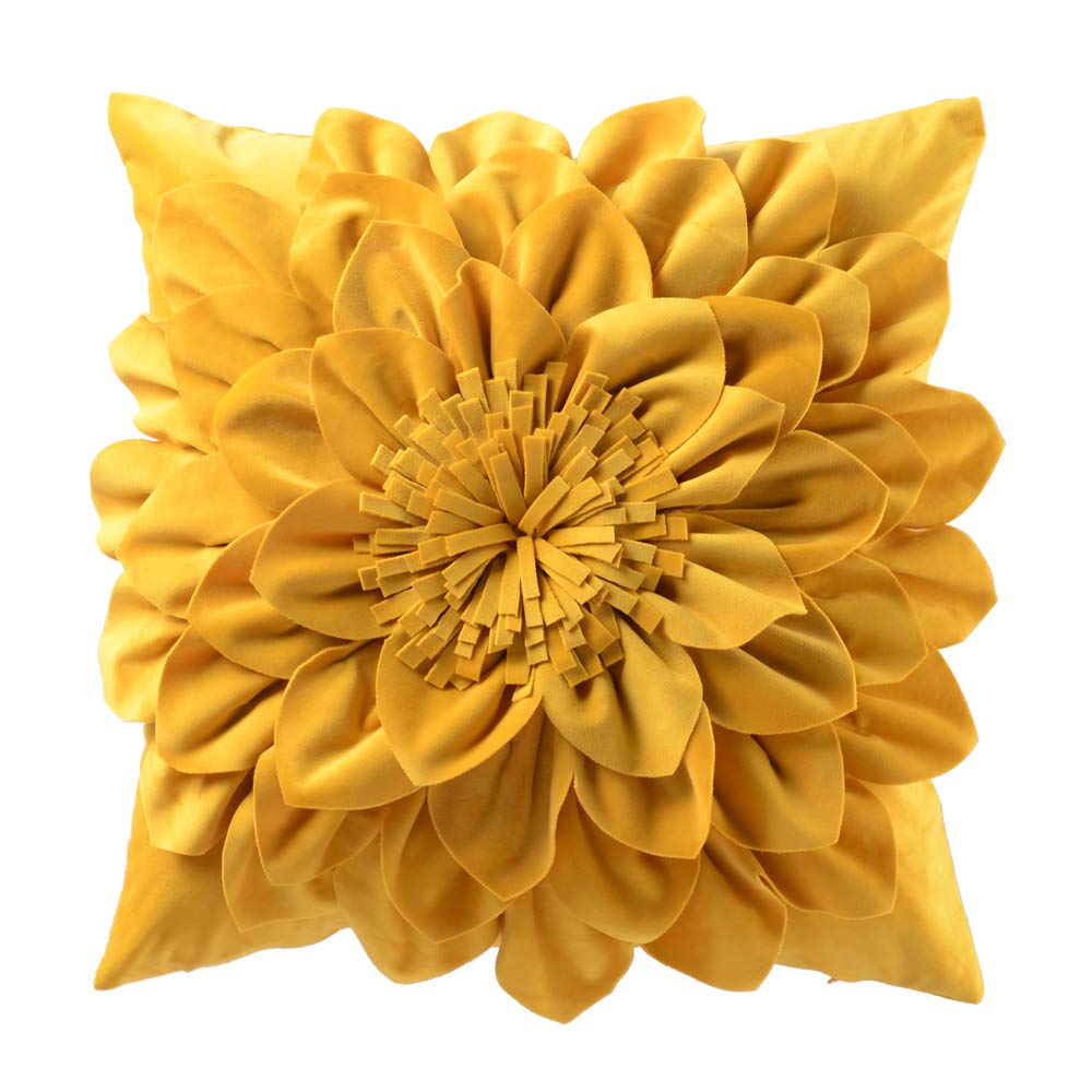 OiseauVoler 3D flower pillow cover in yellow brightens living spaces