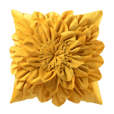 OiseauVoler 3D flower pillow cover in yellow brightens living spaces