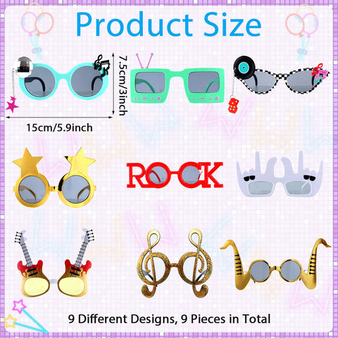 Oitnlaughter sunglasses featuring music notes, adds playful flair to 80s themes.