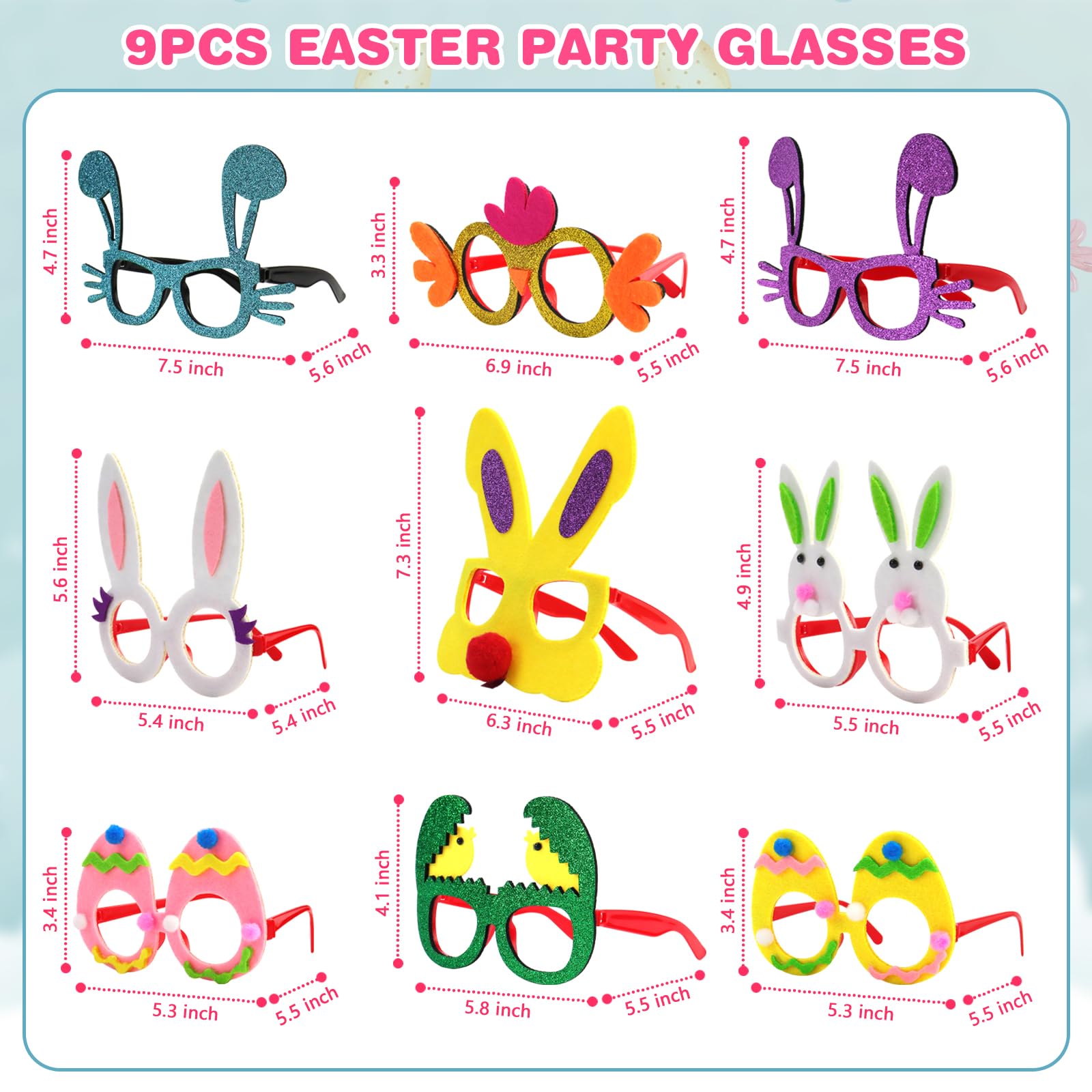 Oiuros Easter glasses frames style 1 displayed for kids and adults at events