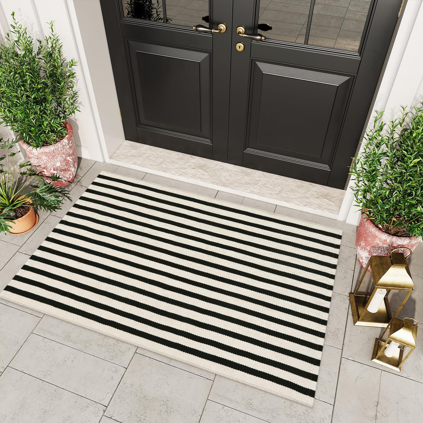 OJIA indoor outdoor rug versatile for porches foyers kitchens and living rooms.