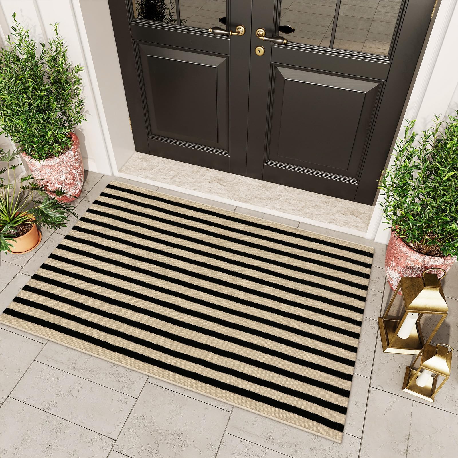 OJIA patio deck rug with soft weave for comfortable outdoor spaces.
