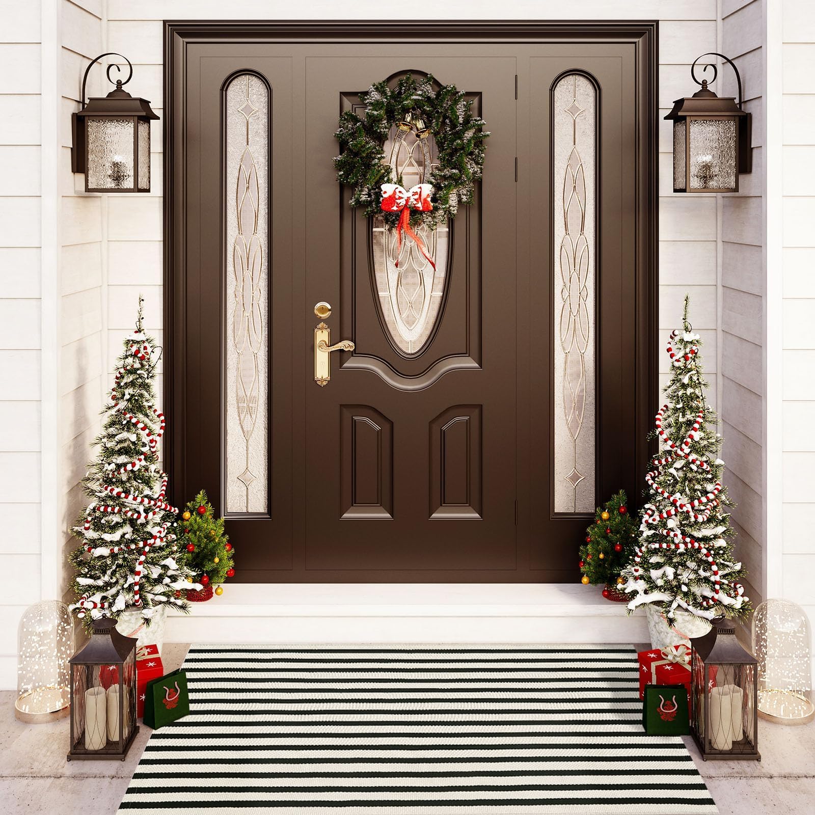 OJIA patio entrance rug creates a welcoming outdoor entry point.