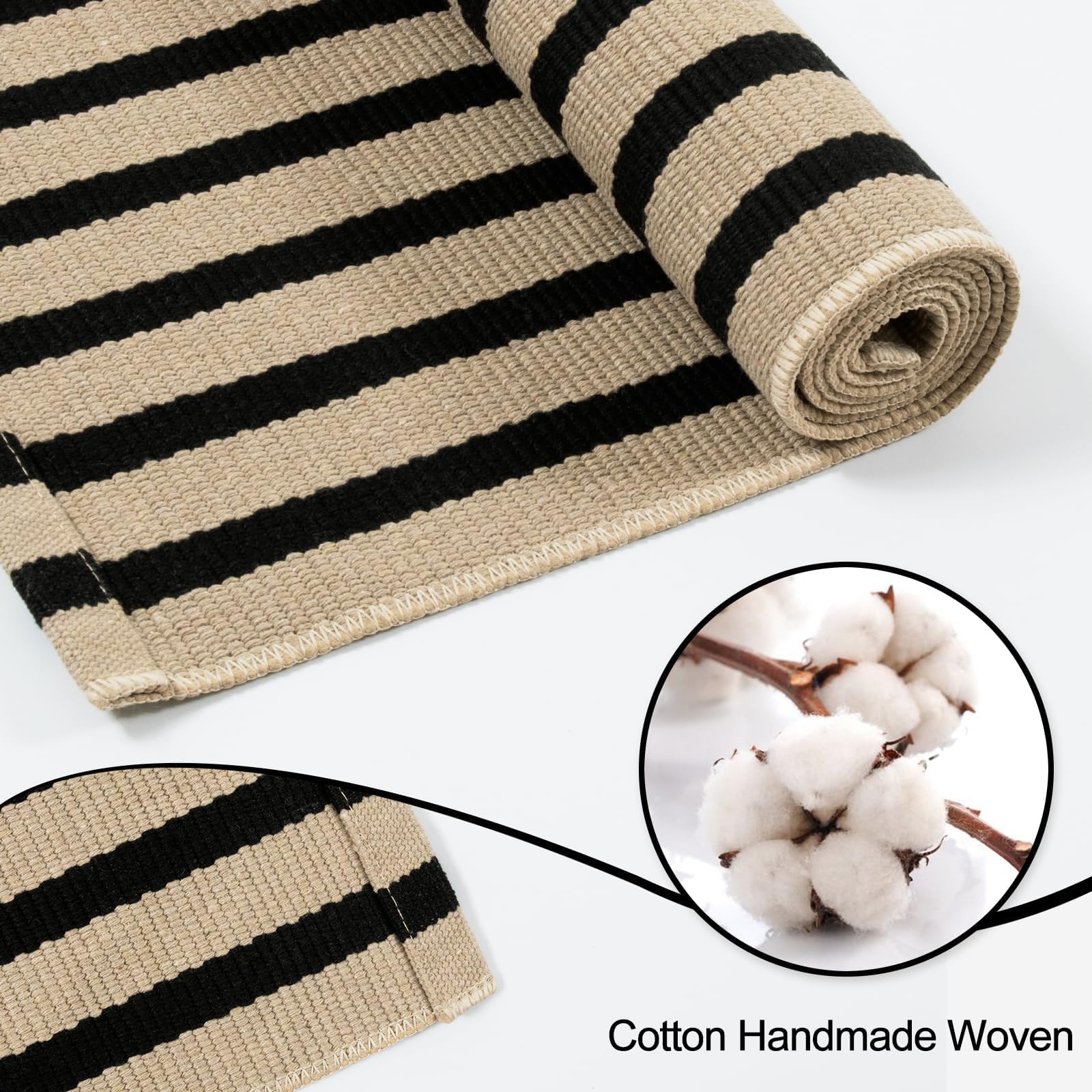 OJIA stripe-pattern outdoor rug with stylish two-color texture for porches and patios.