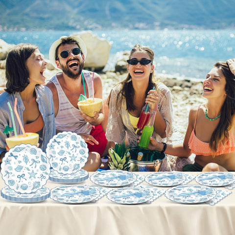 ojustbeok coastal tableware set designed for 24 guests at beach events