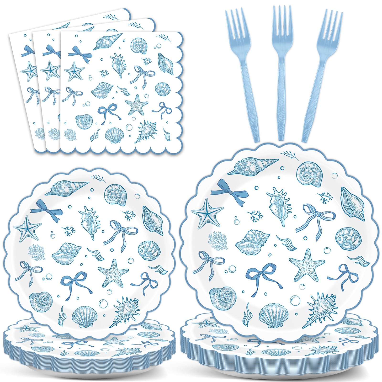 ojustbeok scalloped coastal plates for elegant beach party dining