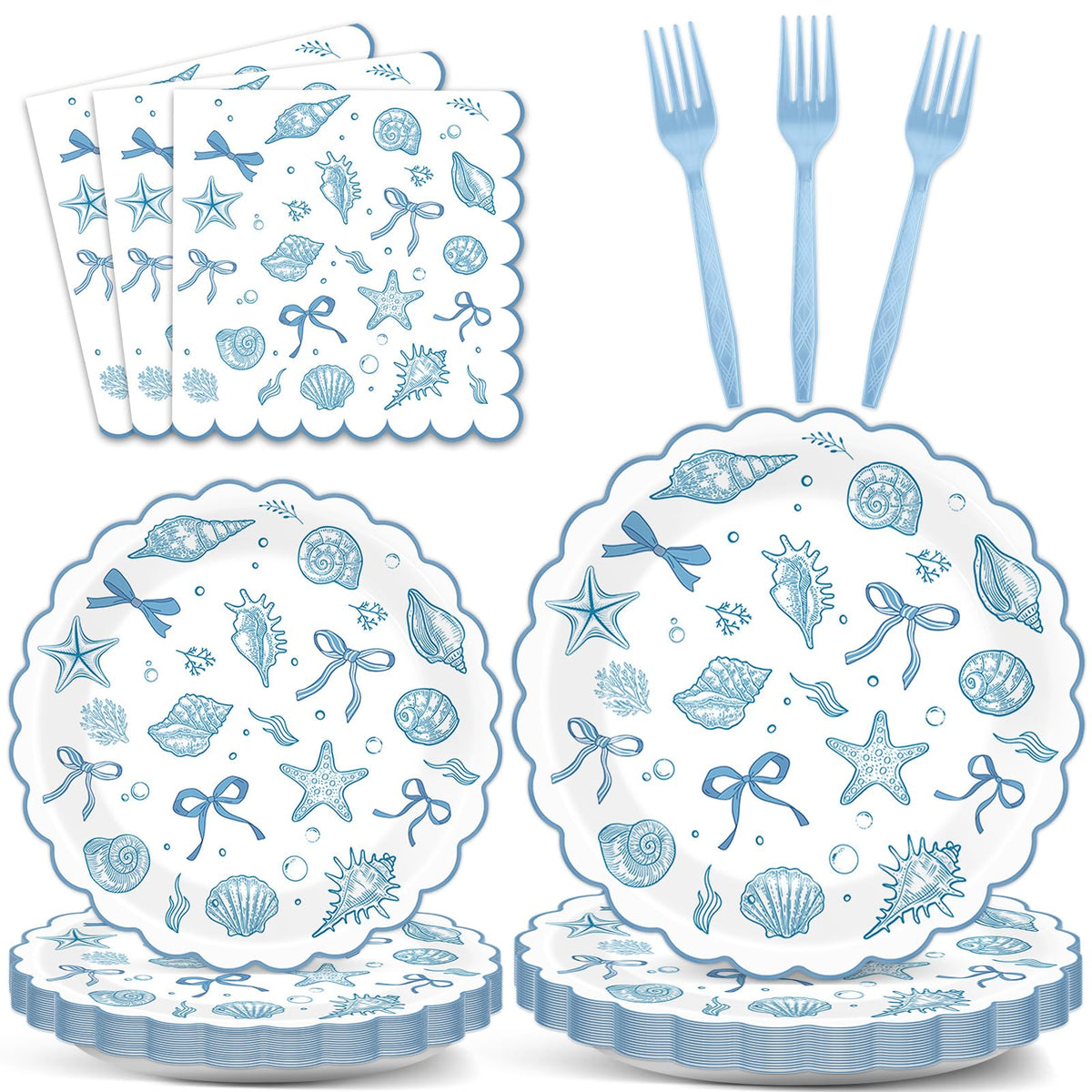 ojustbeok scalloped coastal plates for elegant beach party dining