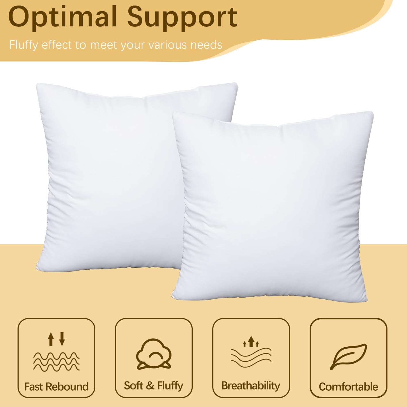 OKBA two-pack pillow inserts fit 20x20 covers with secure shape