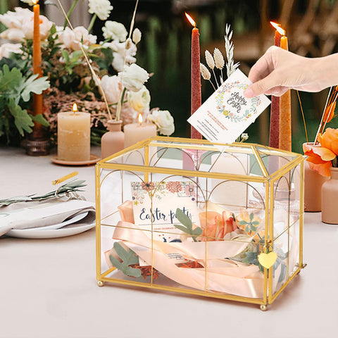 Okllen glass card box with lockable side door for security