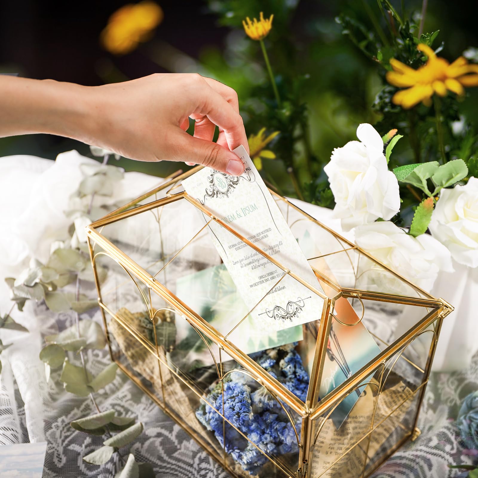 Okllen glass card box soft line design for modern decor