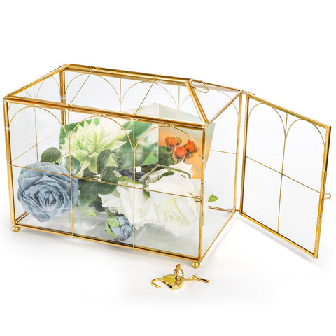 Okllen gold-clear display piece complements flowers and envelopes