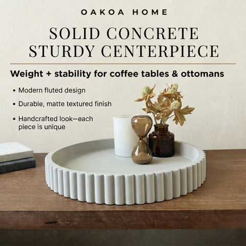 OAKOA concrete round serving tray for everyday use on tables