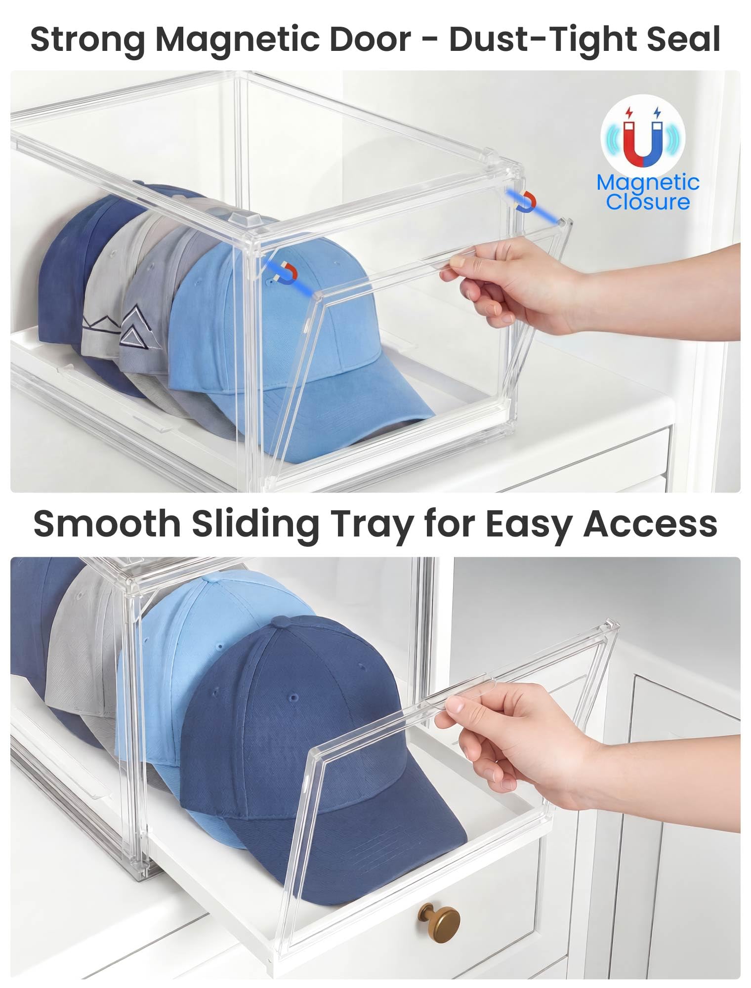 OKPOW dust-free enclosure protects caps from dust and dander