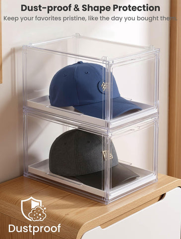 OKPOW stackable design saves floor space while organizing caps