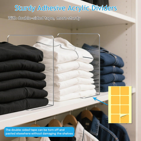 OKPOW 8-pack versatile dividers suitable for closets, cabinets, or bathrooms.