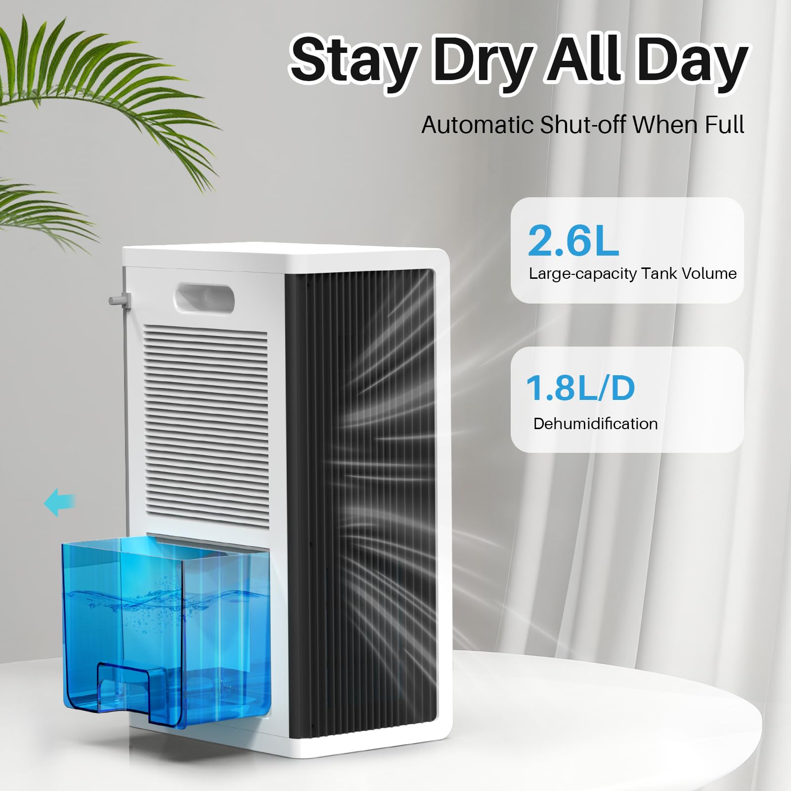 OKYUK dehumidifier auto shut-off feature protecting when tank is full