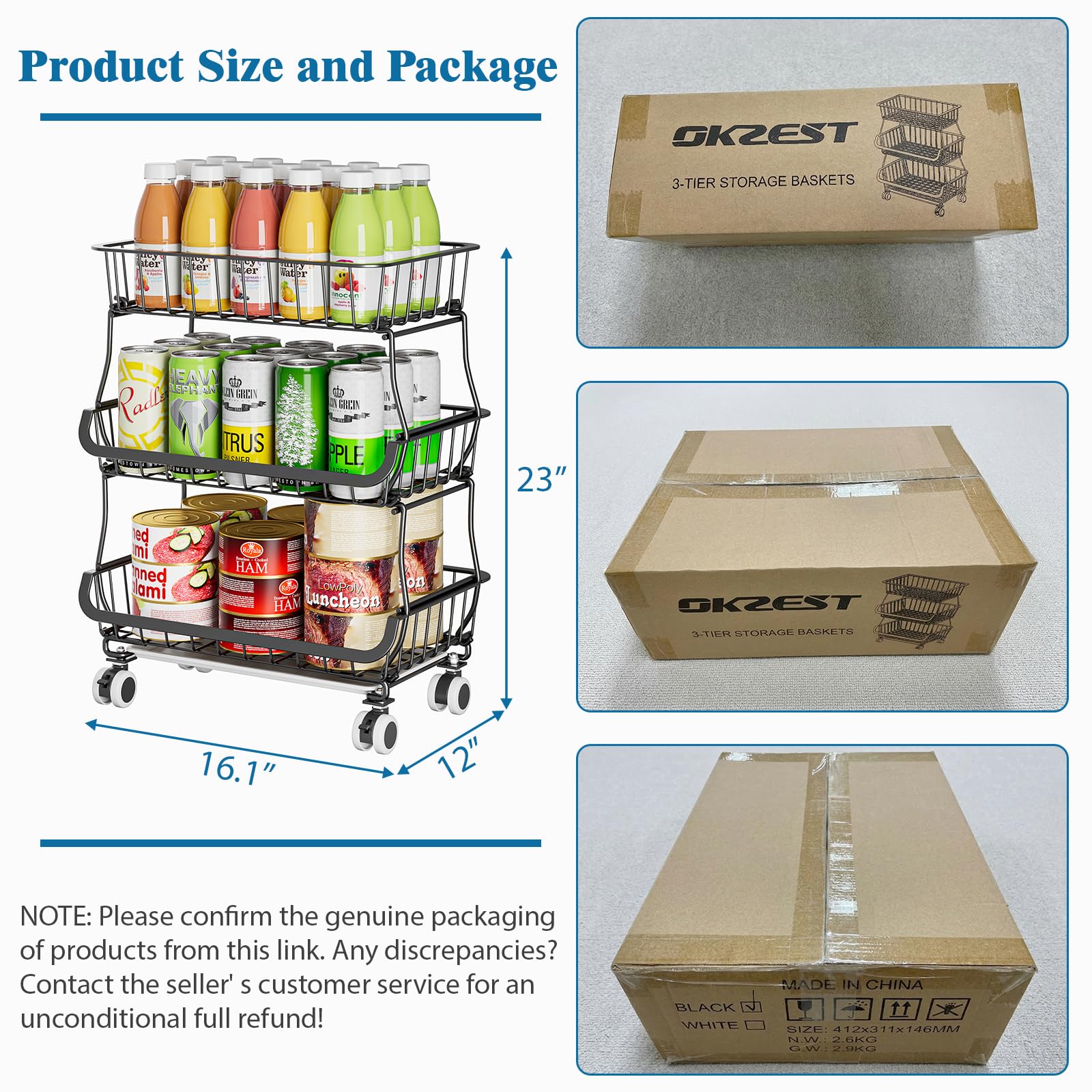 OKZEST reinforced alloy steel frame delivers durable pantry storage.
