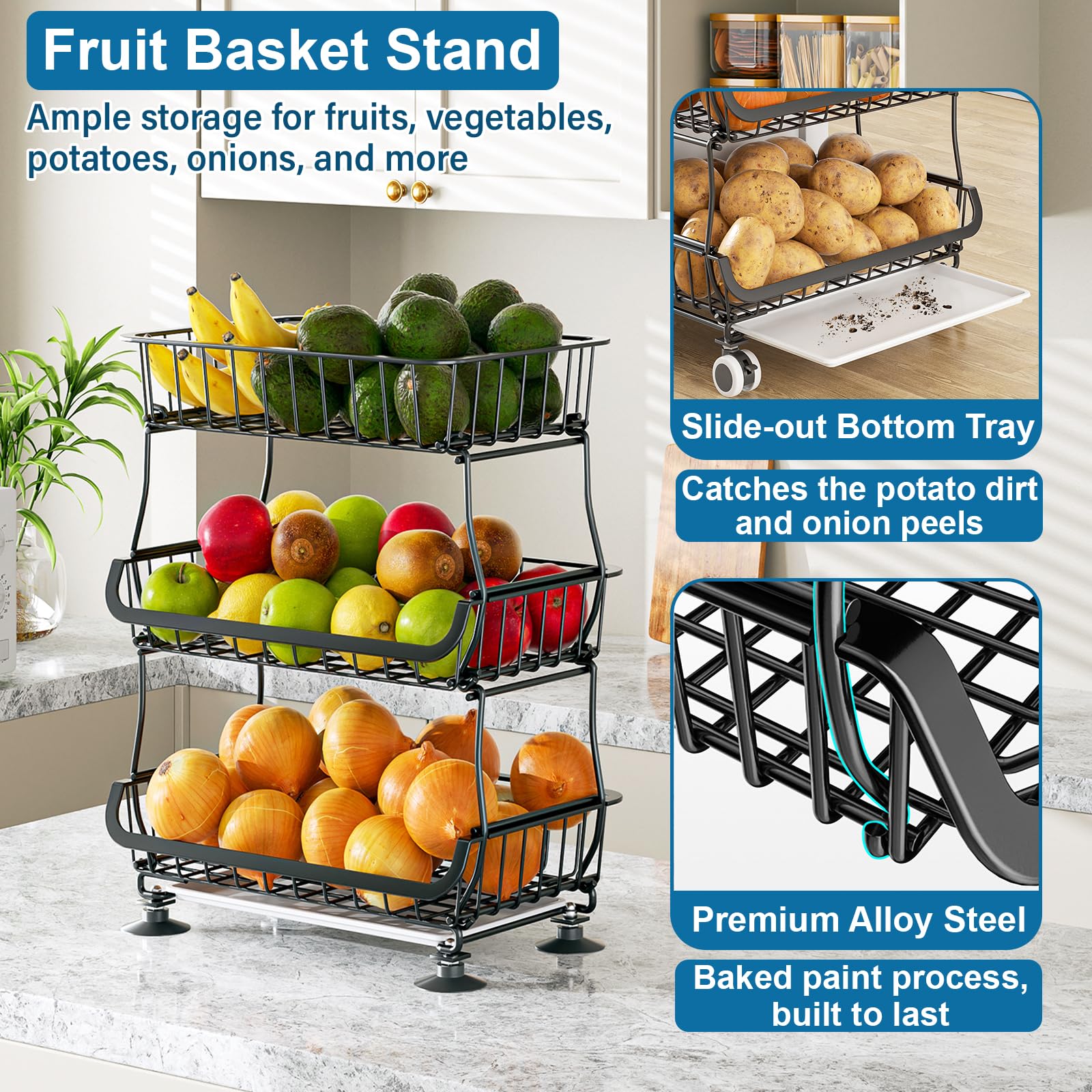 OKZEST lockable wheels enable mobile pantry organization under shelves.
