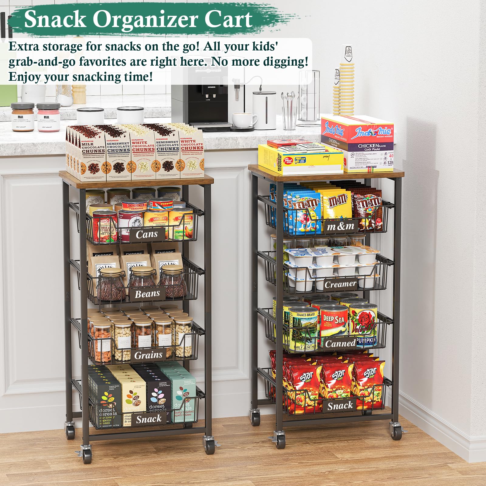 OKZEST versatile utility cart ready for groceries and daily items.