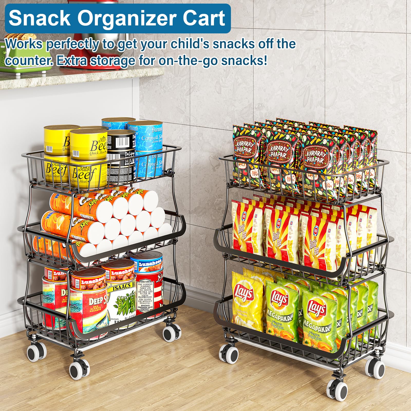 OKZEST slide-out bottom tray catches dirt from potatoes and onions.