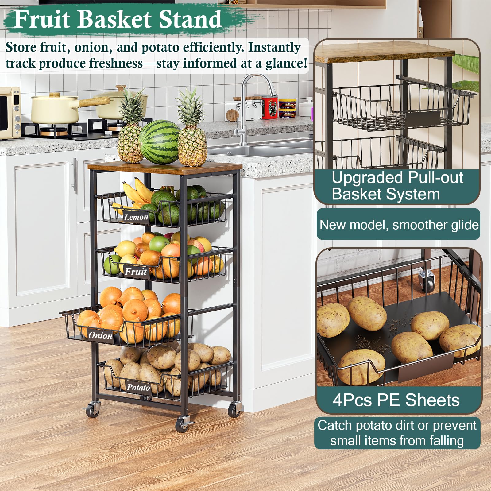 OKZEST ventilated fruit baskets keep produce fresh and visible.