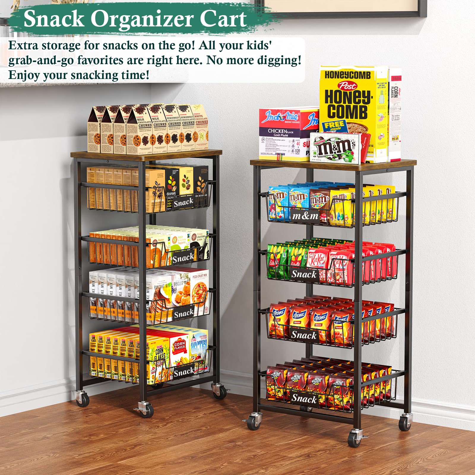 OKZEST rolling wheels offer smooth mobility around compact kitchens.
