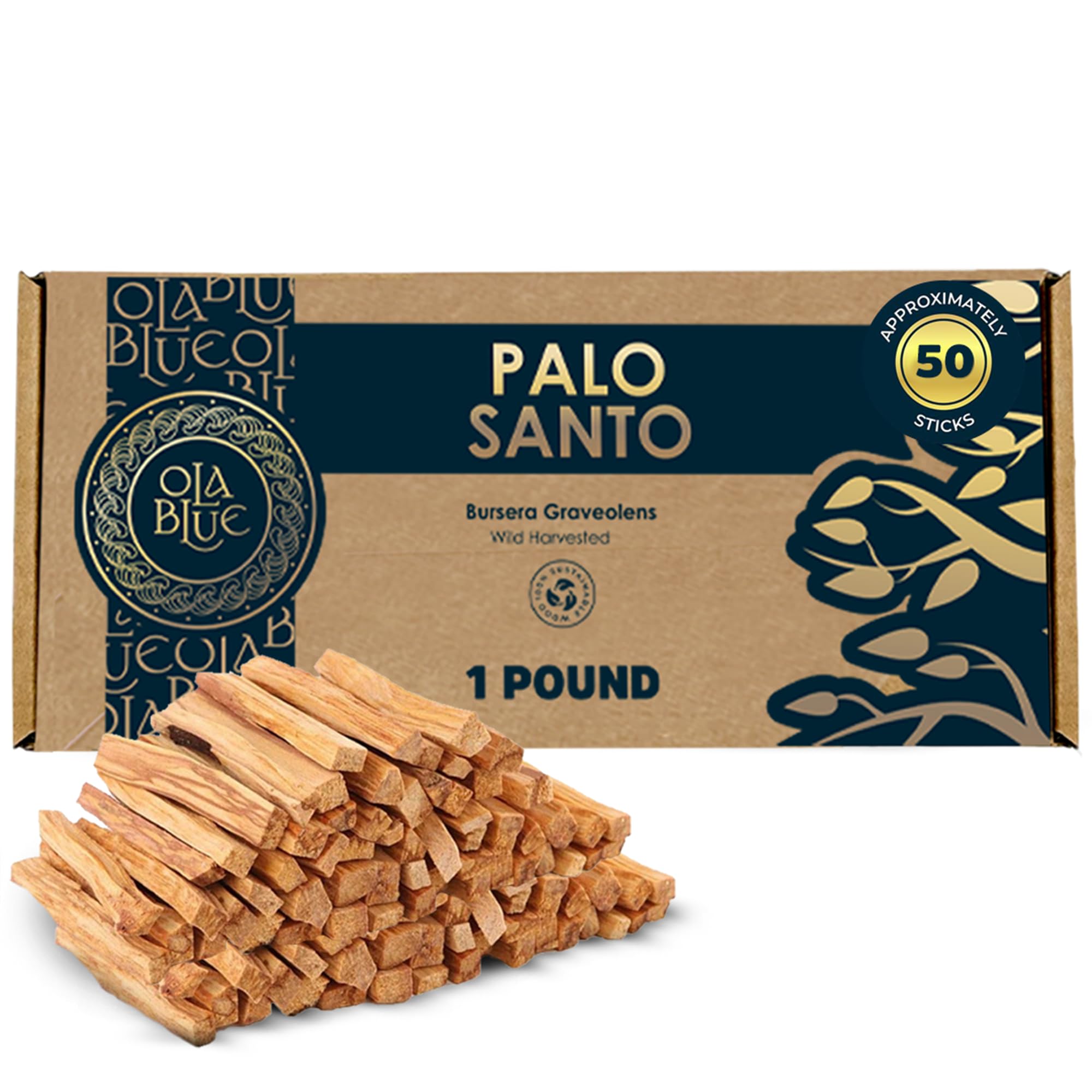 OLA BLUE Palo Santo bulk sticks, 4-inch pack for smudging