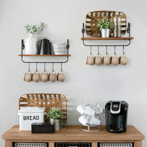 Olakee bathroom shelf with towel rack option to reduce counter clutter
