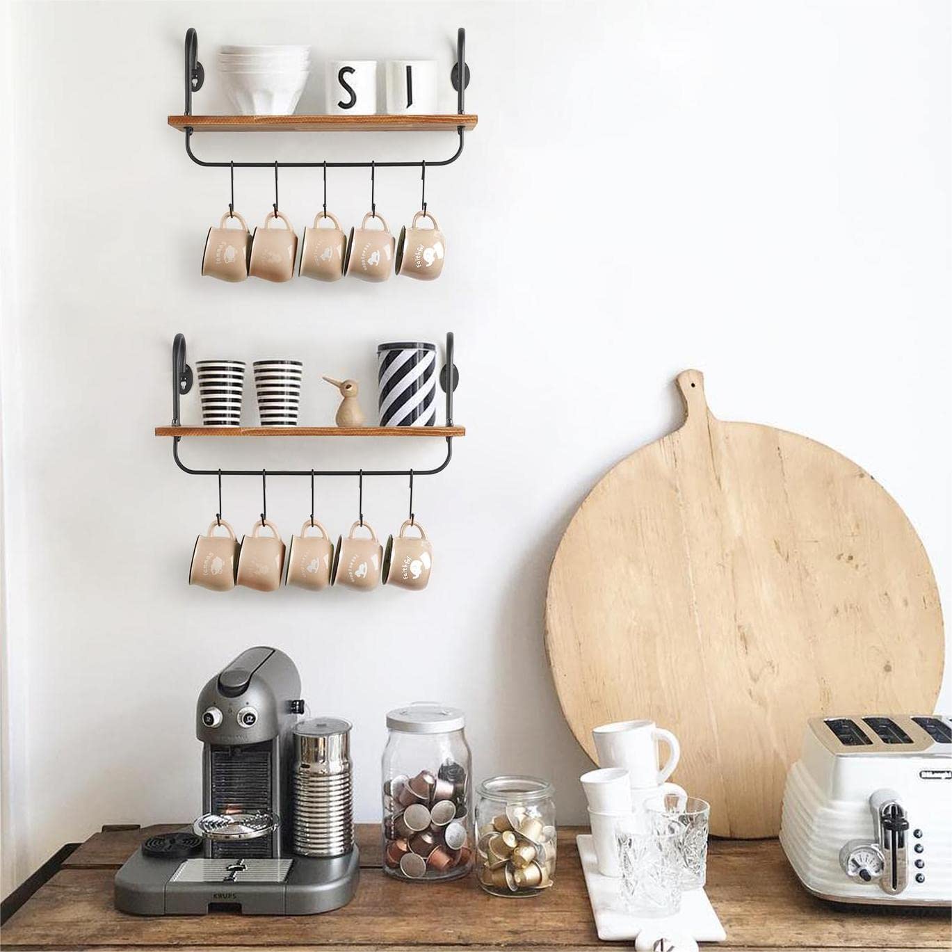 Olakee set of 2 rustic shelves adds versatile storage to any room