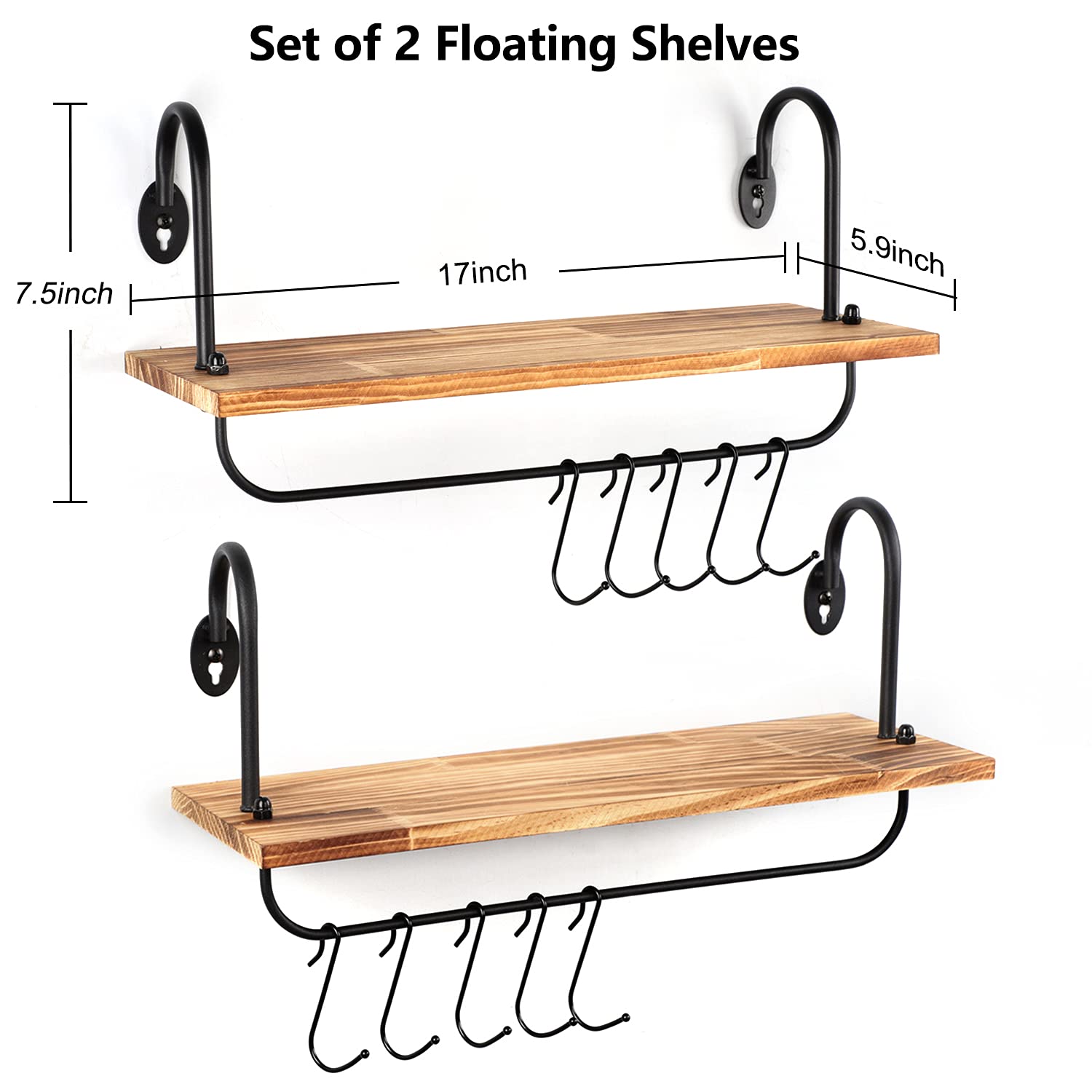 Olakee top-view layout shows 5.9 x 17 inch shelf surface for storage