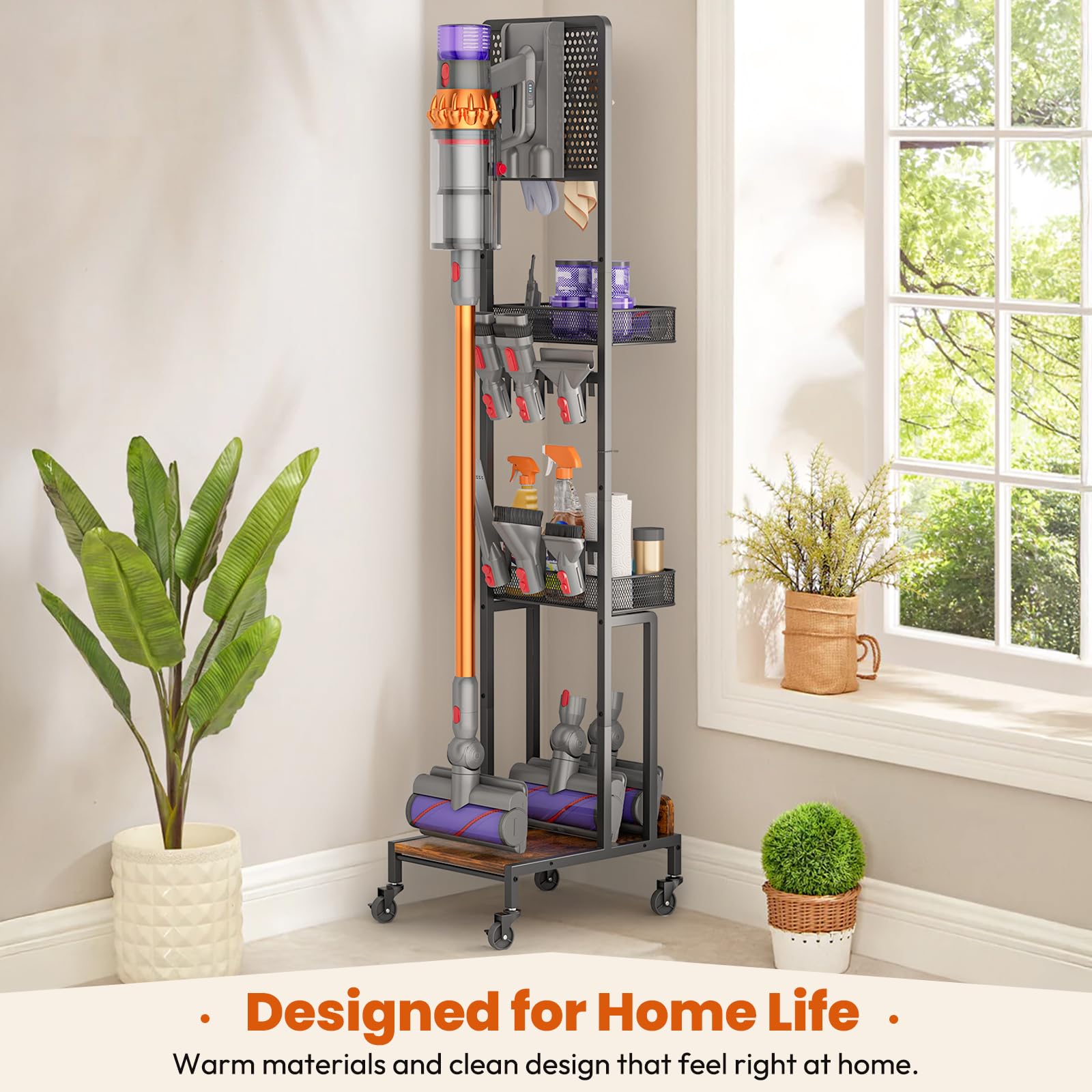 Olakee vacuum stand with cable management reduces clutter