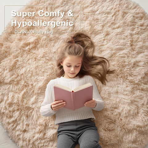 OLANLY 1-4 inch pile round rug gives a plush yet durable surface.
