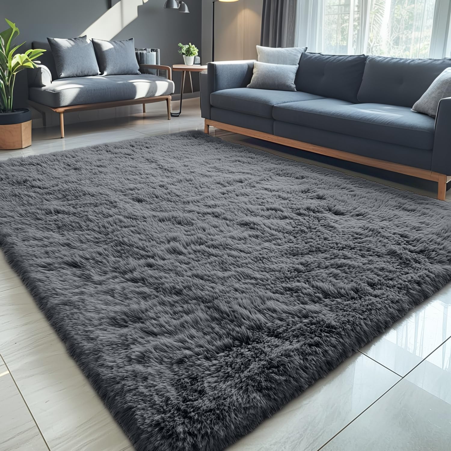 OLANLY 5x7 machine washable large area rug gray, ideal for cozy living spaces