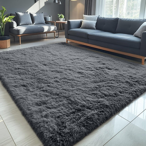 OLANLY 5x8 rug plush pile closeup shows luxurious softness for cozy feet