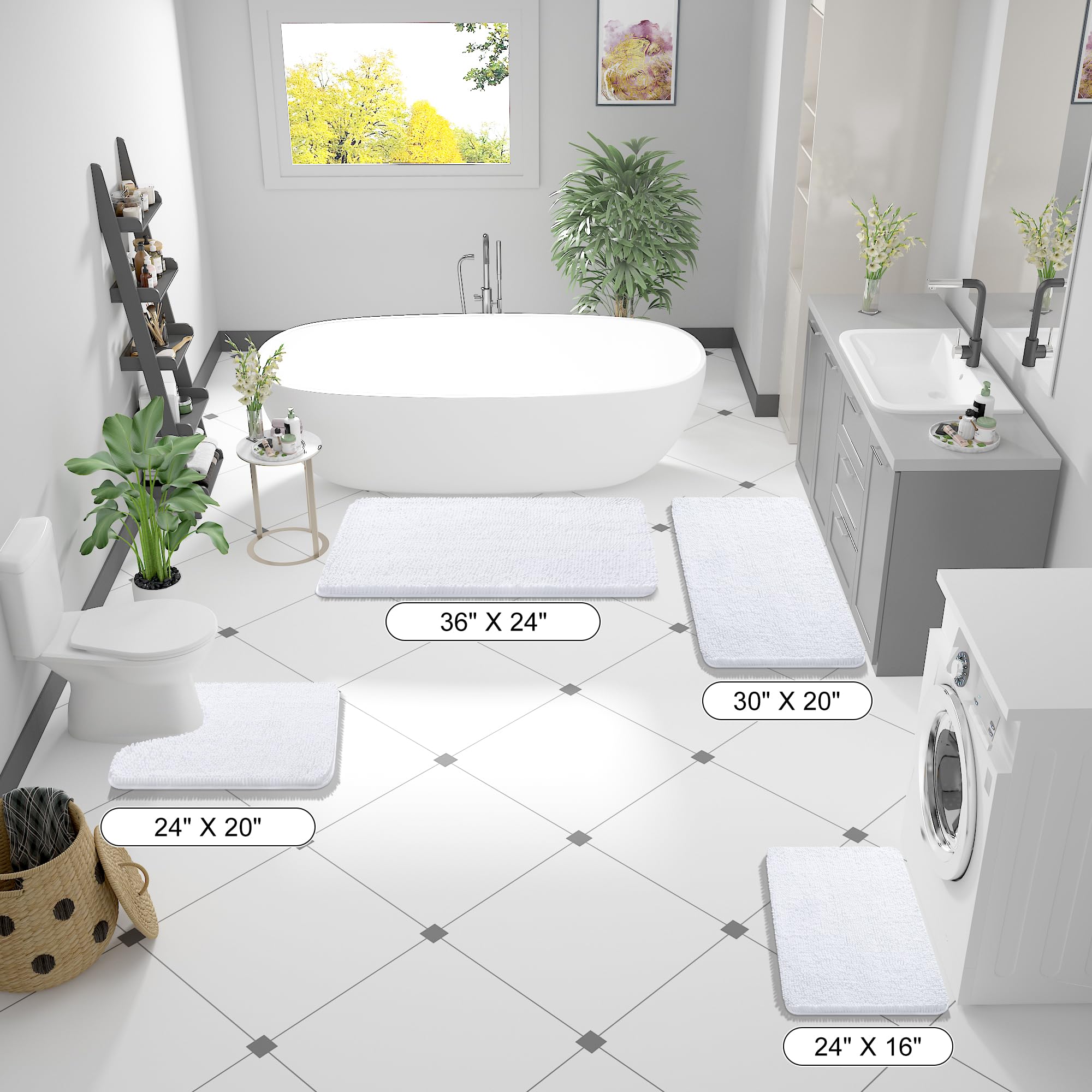 OLANLY absorbent bath mat with dense chenille soaks up water quickly.