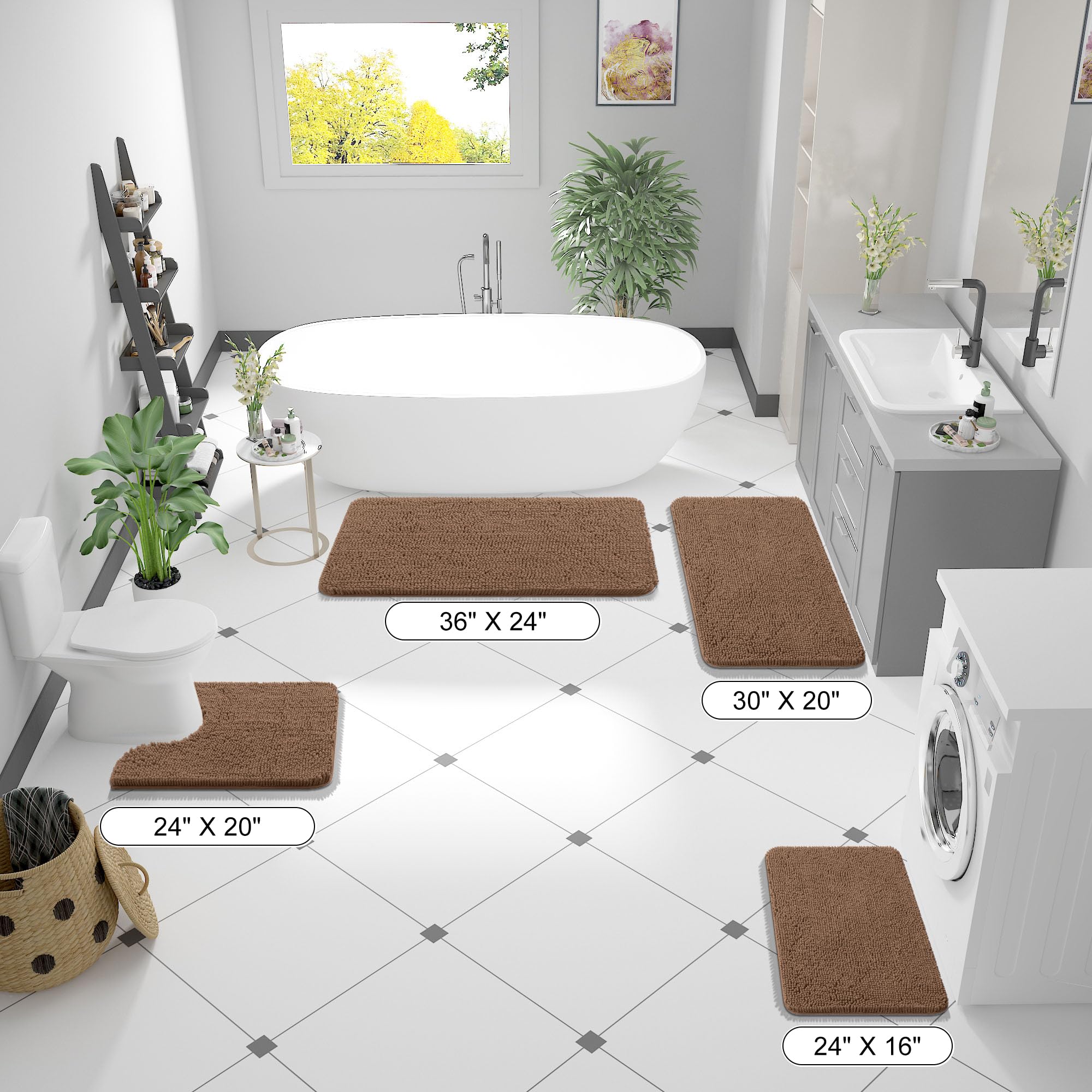 OLANLY absorbent rug with dense chenille soaking up moisture