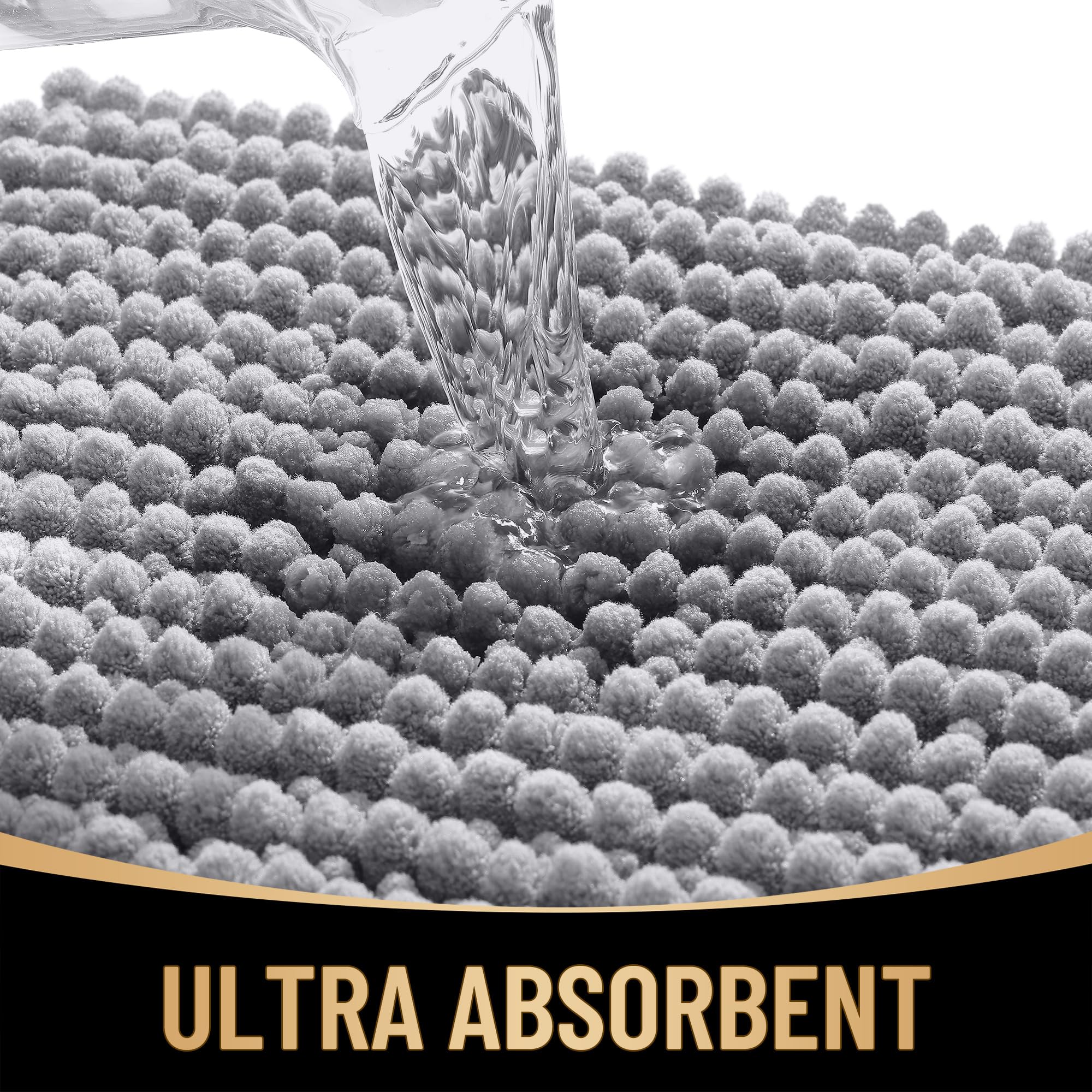 OLANLY absorbent bath rug with dense chenille quickly soaks moisture.