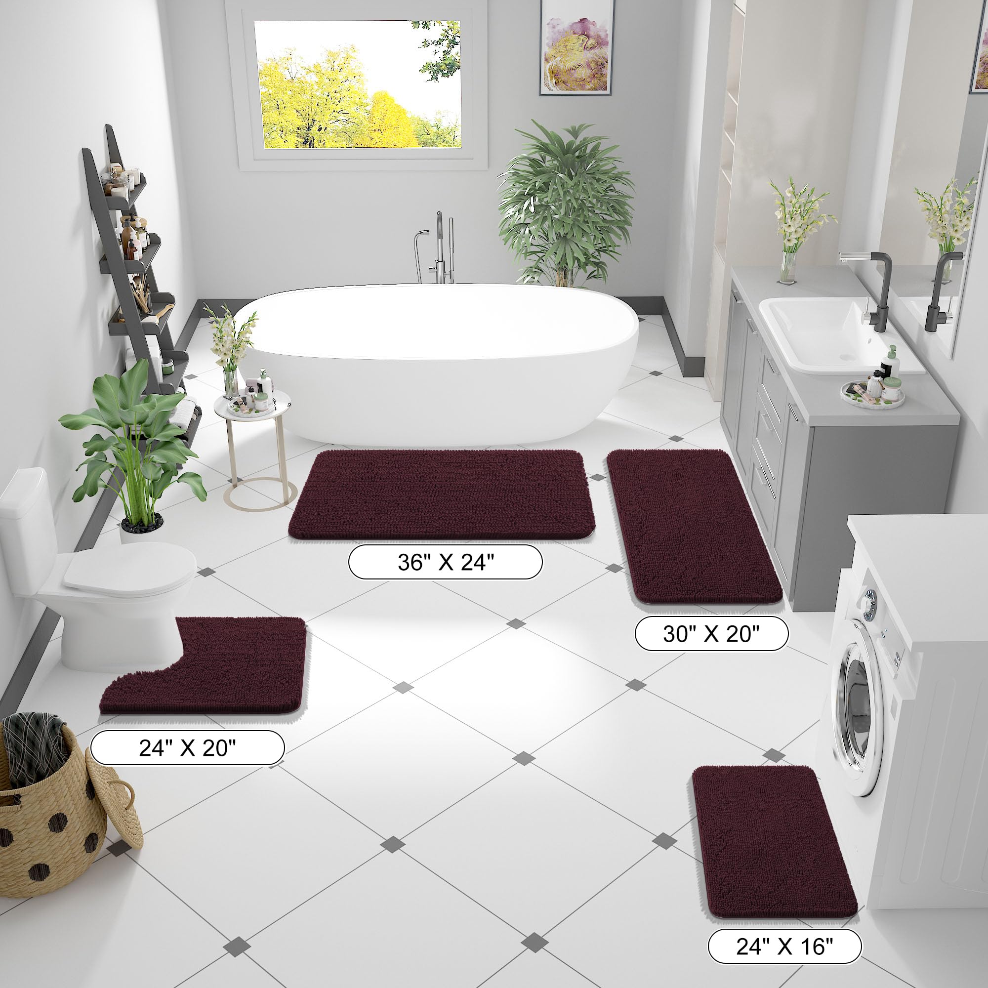OLANLY absorbent bath rug captures moisture quickly to keep floors dry.