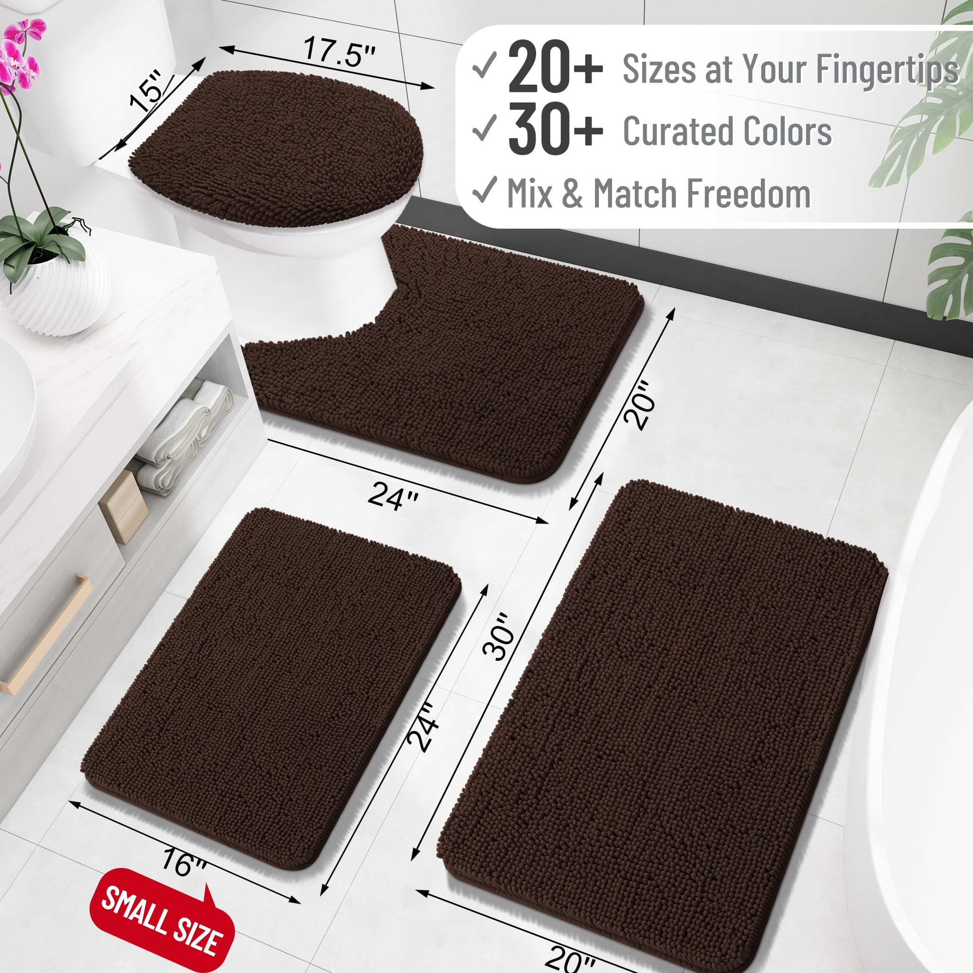 OLANLY absorbent chenille bath mat soaks up moisture to protect your floors.
