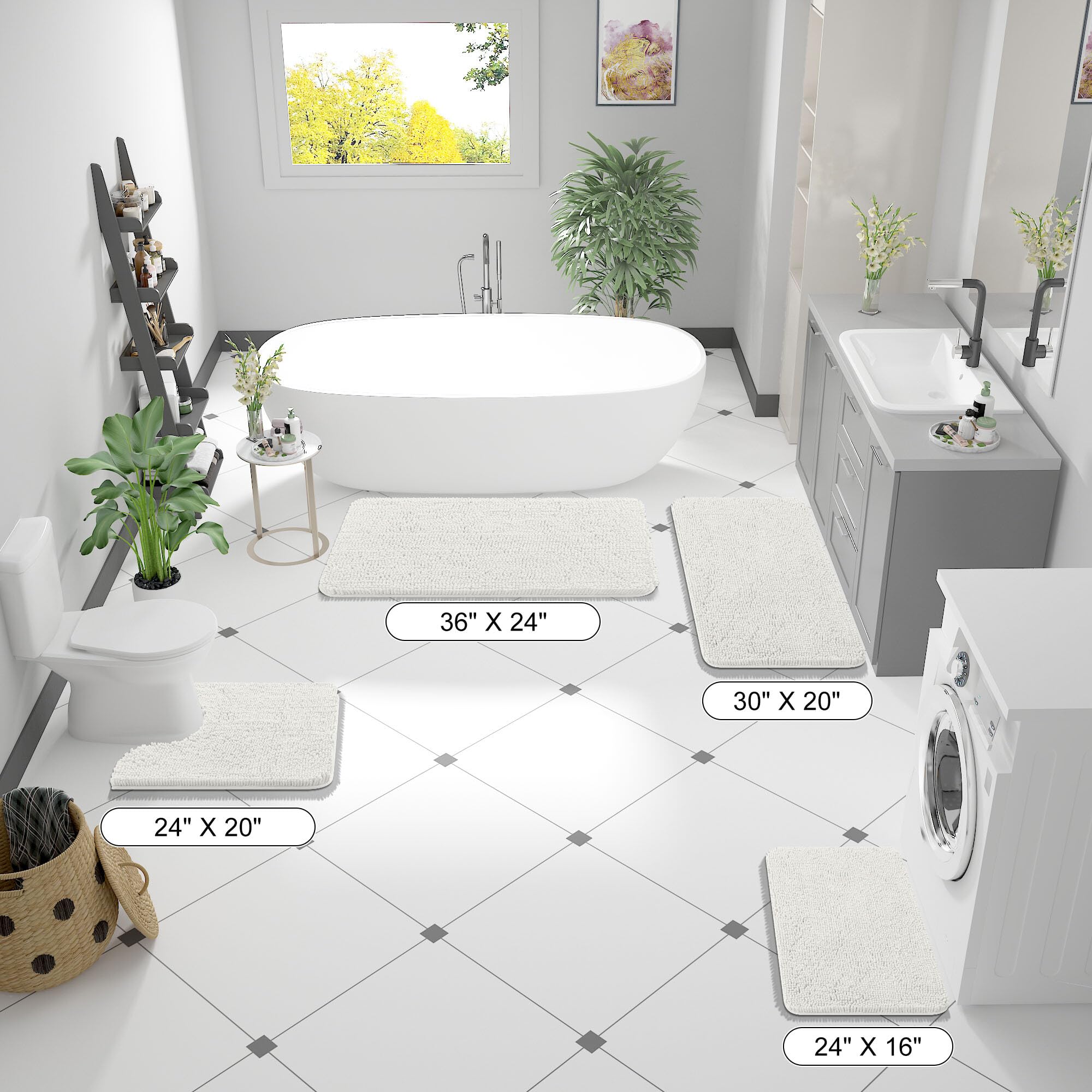 OLANLY bath rug absorbent-dense-chenille keeps floors dry after showers