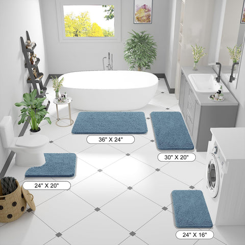 OLANLY airy blue bath mat adds a calming touch to decor.